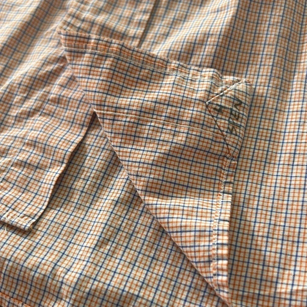 POLO Ralph Lauren Button Down Shirt Men's Blake 100% Cotton Orange Blue Sz XL